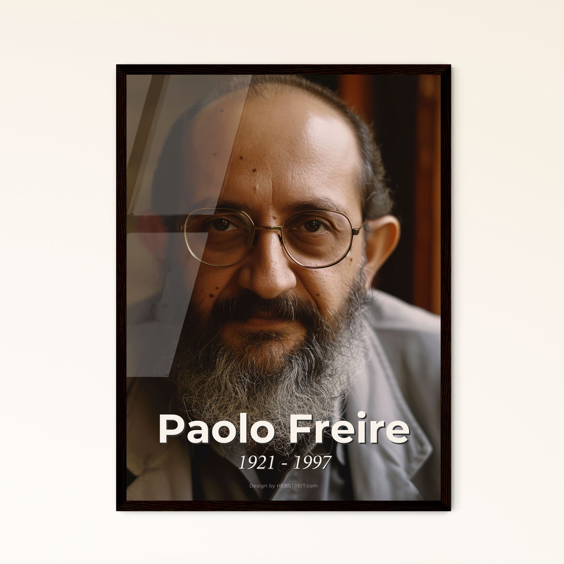 Timeless Tribute to Paulo Freire: Captivating Portrait in Monochrome - A Statement Piece for Home Decor & Thoughtful Gifting