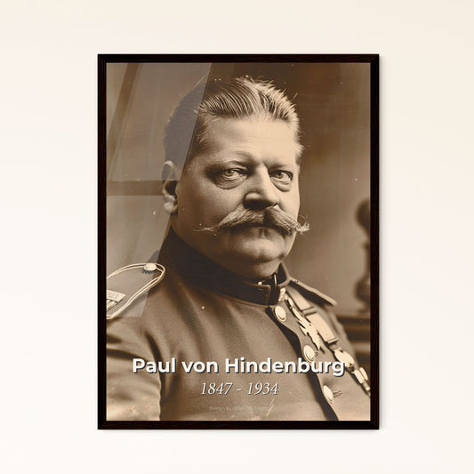 Timeless Portrait of Paul von Hindenburg: Iconic Field Marshal & President, Monochromatic Rustic Elegance for Home Decor