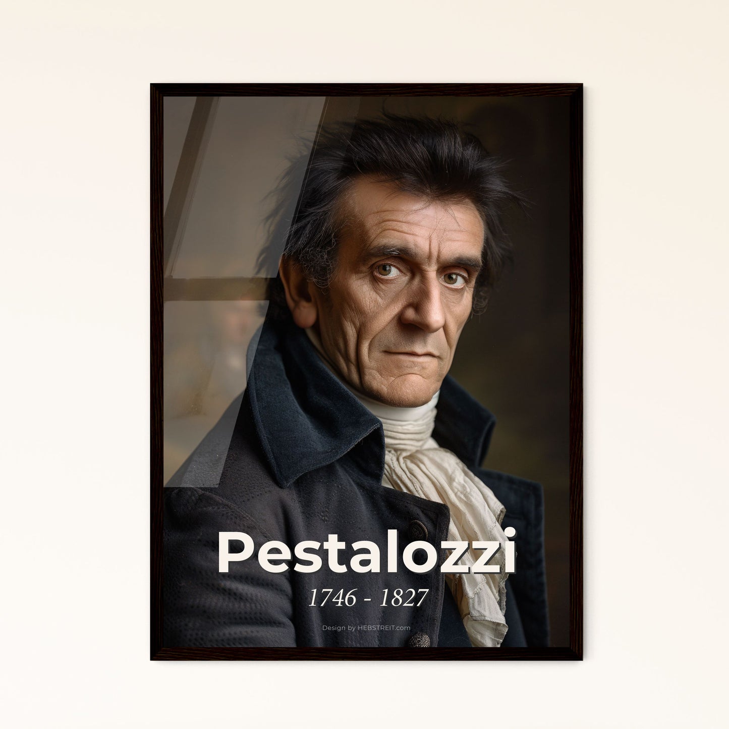 Timeless Portrait of Pestalozzi: A Visionary Swiss Educator in Monochrome Elegance - Ideal for Sophisticated Home Decor