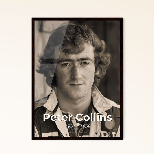 Evocative Portrait of Peter Collins: A Tribute to a Legendary British Racing Driver, Captured in Timeless Monochrome Elegance