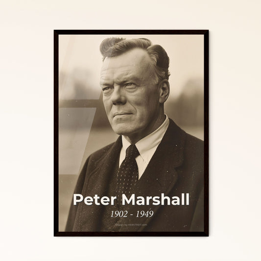 Peter Marshall: Inspiring Scottish-American Preacher – Iconic Portrait Print for Home Decor in Monochrome Elegance