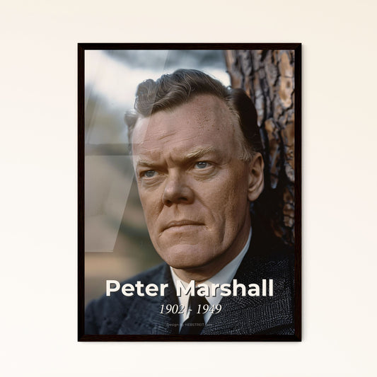 Peter Marshall: Iconic Scottish-American Preacher - Inspiring Monochrome Tribute Print for Timeless Home Decor Elegance