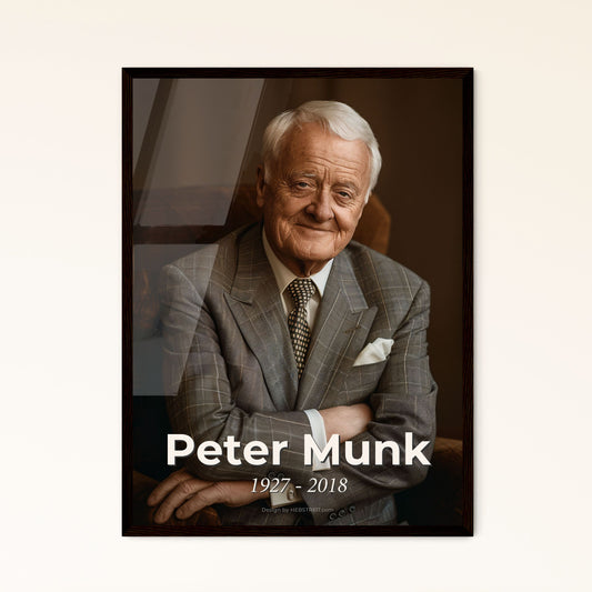 Timeless Tribute: Peter Munk, 1927-2018 - Visionary Canadian Entrepreneur in Stunning Monochrome, Ideal for Home Decor