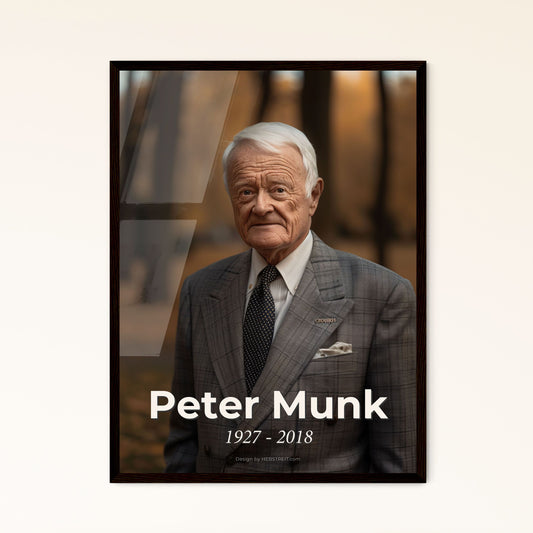 Peter Munk: Iconic Canadian Businessman in Cinematic Sepia - Premium Art Print for Timeless Home Décor & Gift Giving