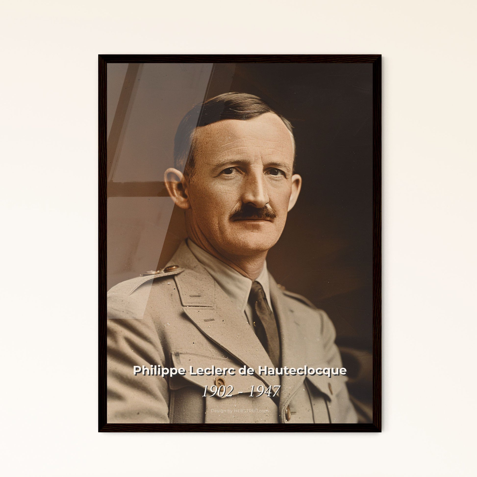 Philippe Leclerc de Hauteclocque: Iconic WWII French General - Timeless Portrait in Monochrome Art for Home Decor & Gifts