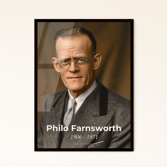 Timeless Tribute: Philo Farnsworth, Visionary Inventor - Stunning Ultrarealistic Portrait in Sepia, Perfect for Home Decor