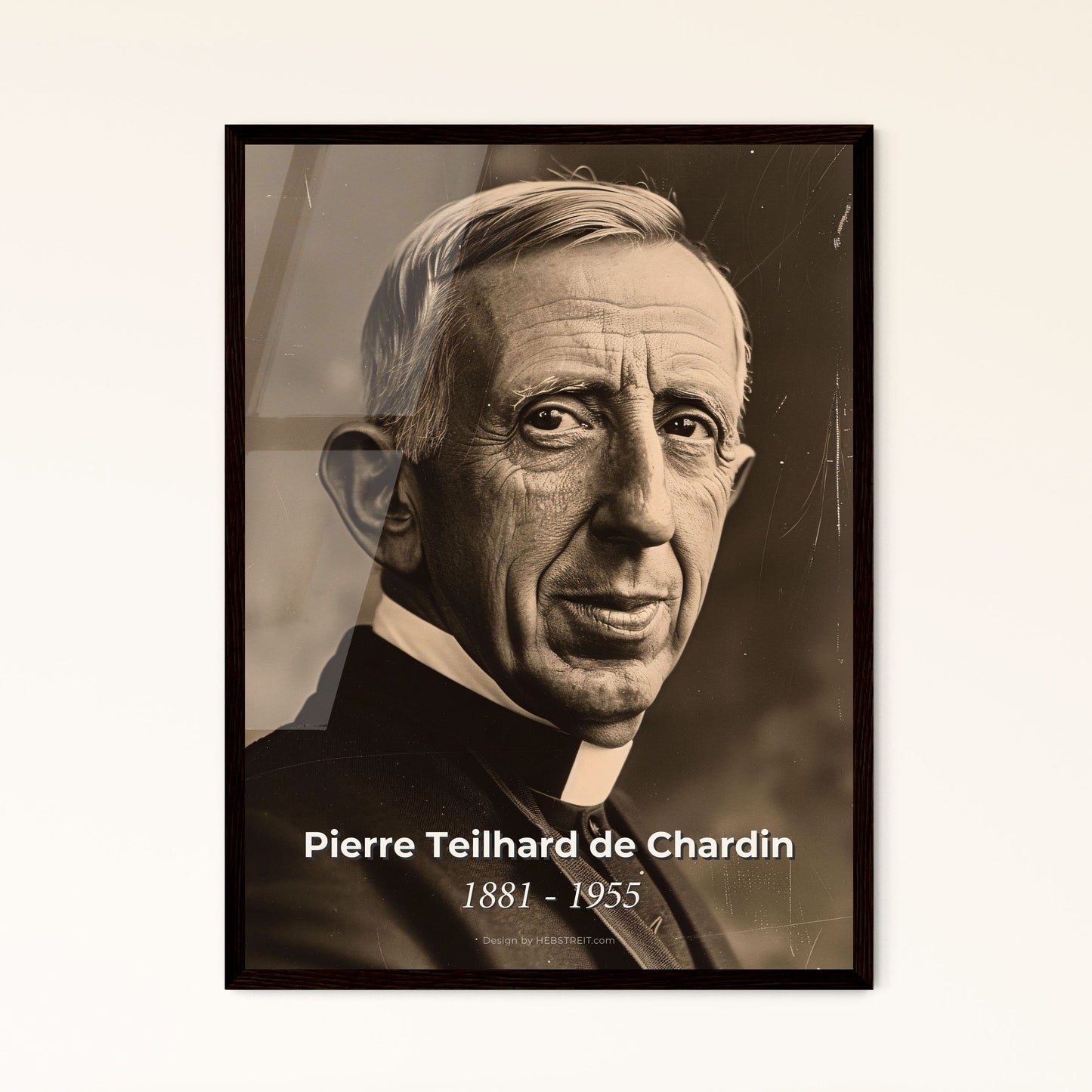 Elegant Portrait of Pierre Teilhard de Chardin: A Visionary Jesuit Merging Science & Faith - Timeless Home Decor Art Print