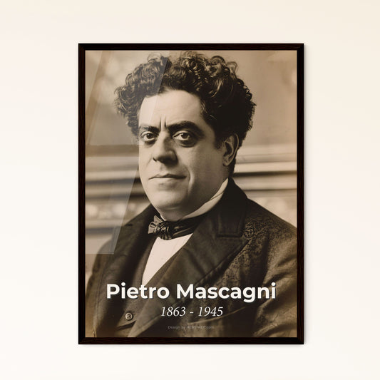 Stunning Portrait of Maestro Pietro Mascagni (1863-1945) – Monochromatic Art Print for Elegant Home Decor & Timeless Gifts