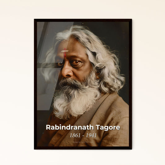Rabindranath Tagore: Timeless Portrait of the Nobel Laureate in Literature - Elegant Monochrome Art for Inspired Home Decor