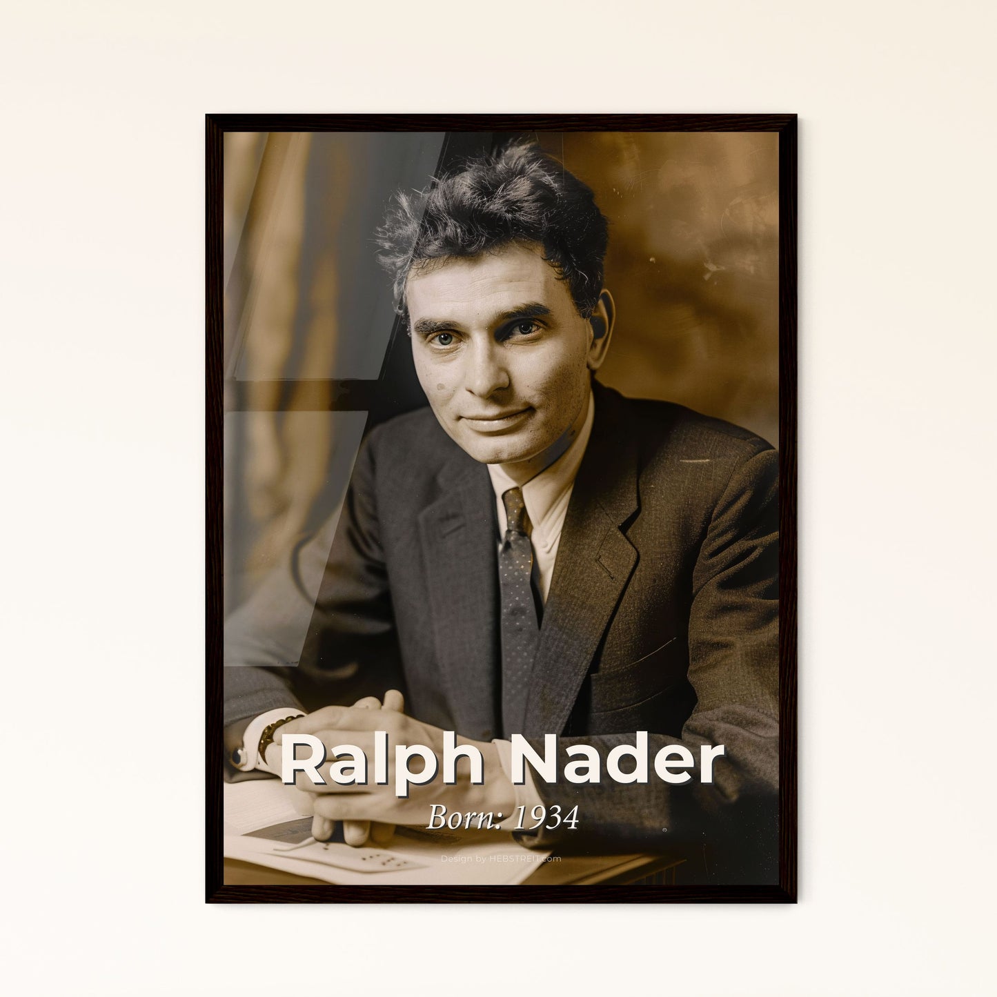 Iconic Portrait of Ralph Nader: Celebrated American Activist in Elegant Monochrome - A Timeless Addition to Your Home Decor