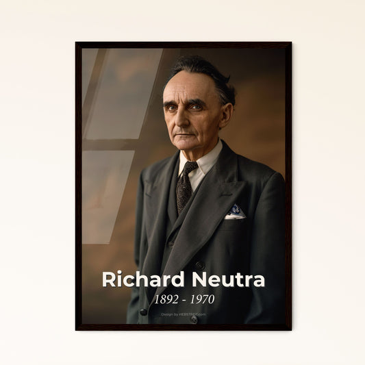 Timeless Portrait of Richard Neutra: Iconic Austrian-American Architect, Modernist Visionary in Exquisite Monochrome Art