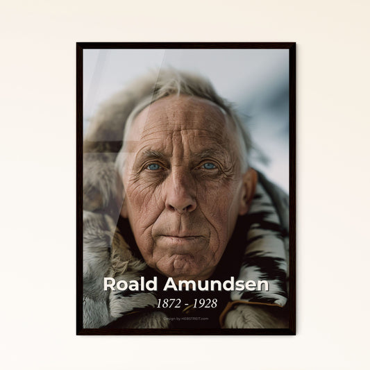 Timeless Tribute to Roald Amundsen: The Iconic Explorer's Portrait - Monochrome Elegance for Your Home Decor or Gifting