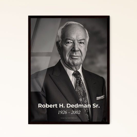 Timeless Tribute: Robert H. Dedman Sr. - Visionary Hotelier & ClubCorp Founder - Stunning Monochrome Portrait for Home Décor