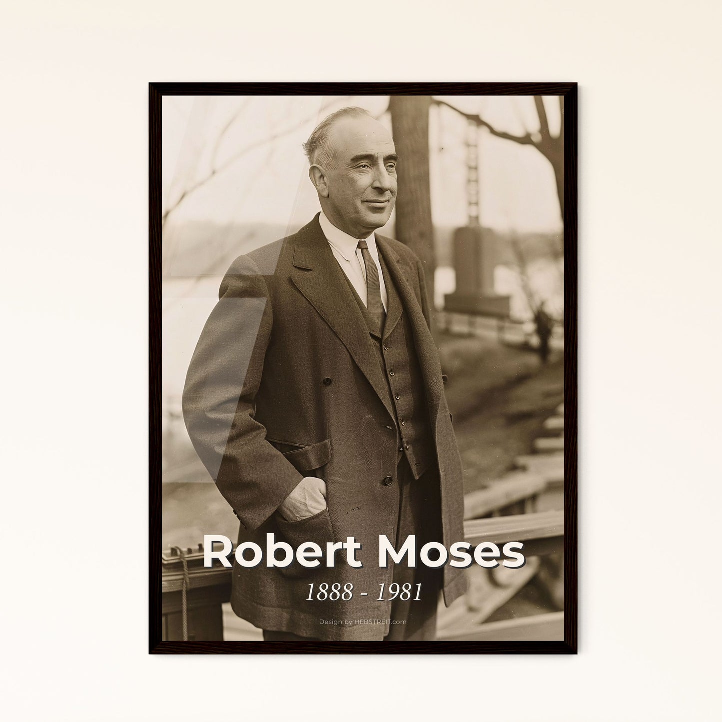 Iconic Portrait of Robert Moses: Visionary Urban Planner in Monochrome - Premium Print for Home Decor or Unique Gift