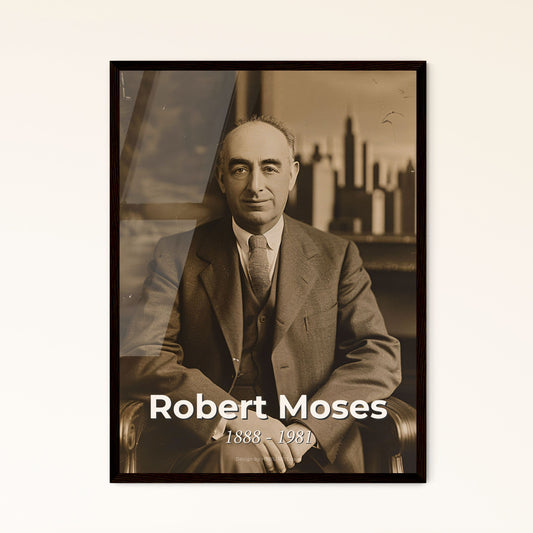 Iconic Tribute to Robert Moses: Icon of Urban Planning - Stunning Cinematic Portrait in Rustic Elegance for Timeless Home Decor