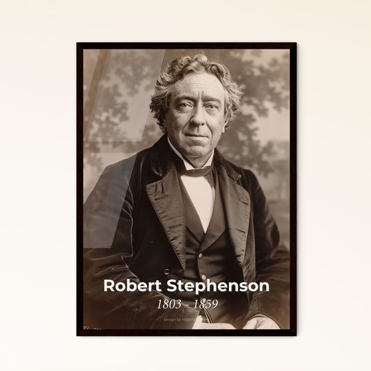 Timeless Legacy: Portrait of Robert Stephenson (1803-1859) - Iconic British Engineer in Cinematic Monochrome Art Print