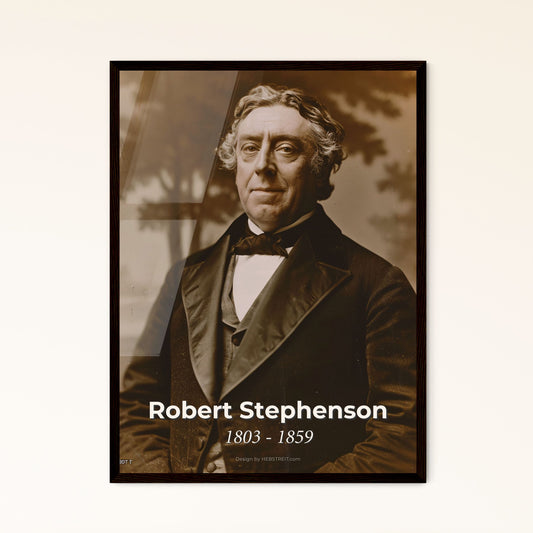 Timeless Portrait of Robert Stephenson: Iconic British Engineer, Father of Railways, Captured in Ultrarealistic Monochrome Elegance