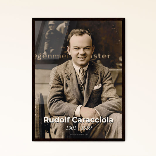 Timeless Tribute: Rudolf Caracciola, the Rain Master - Ultrarealistic Portrait in Sepia, Perfect for Home Decor & Gifts