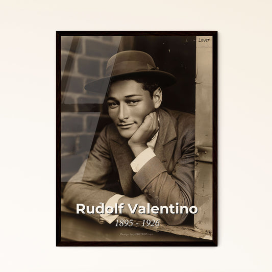 Timeless Elegance: Rudolf Valentino - Iconic Silent Film Star, Monochrome Masterpiece in Rustic Charm, Perfect for Home Decor.