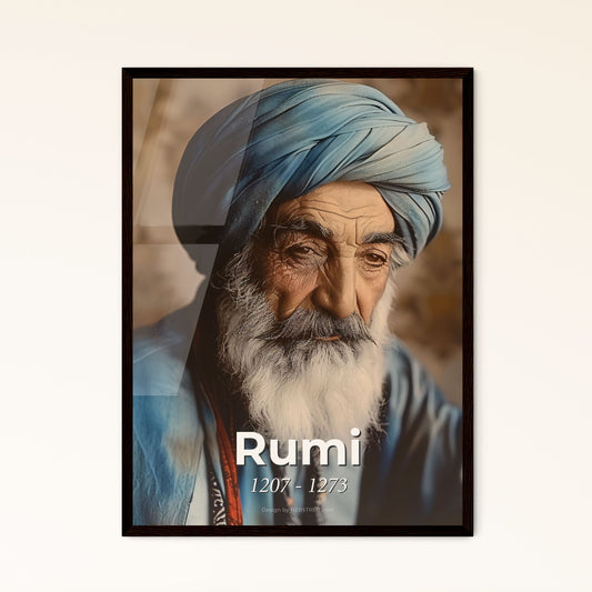 Timeless Spirit of Rumi: Exquisite Portrait of the Sufi Mystic in Monochrome - Perfect for Home Decor & Meaningful Gifting