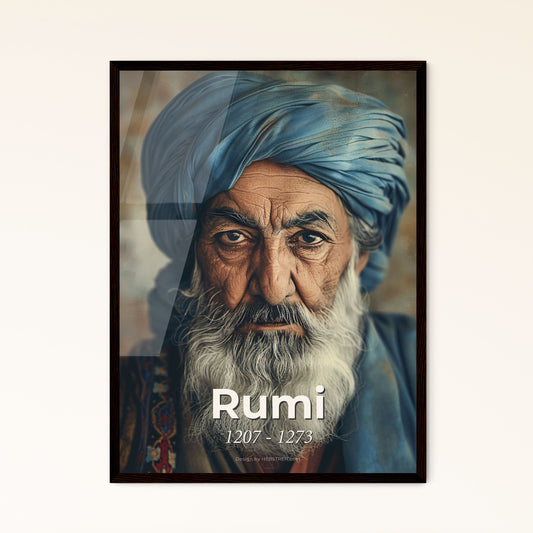 Rumi: Timeless Essence of Sufi Wisdom - Stunning Monochromatic Portrait & Art Print for Inspiring Home Décor