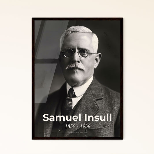 Timeless Legacy: Samuel Insull, 1859-1938 - Monochromatic Portrait of the Visionary Utilities Pioneer in Artisan Print Formats