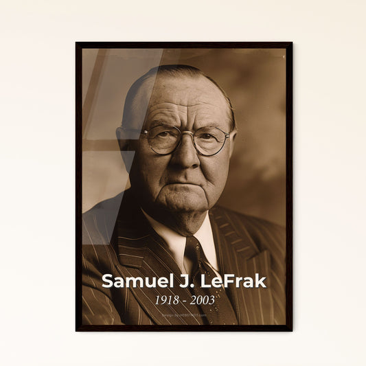 Samuel J. LeFrak: Visionary Developer of LeFrak City - A Timeless Portrait in Monochrome Elegance for Exquisite Home Décor