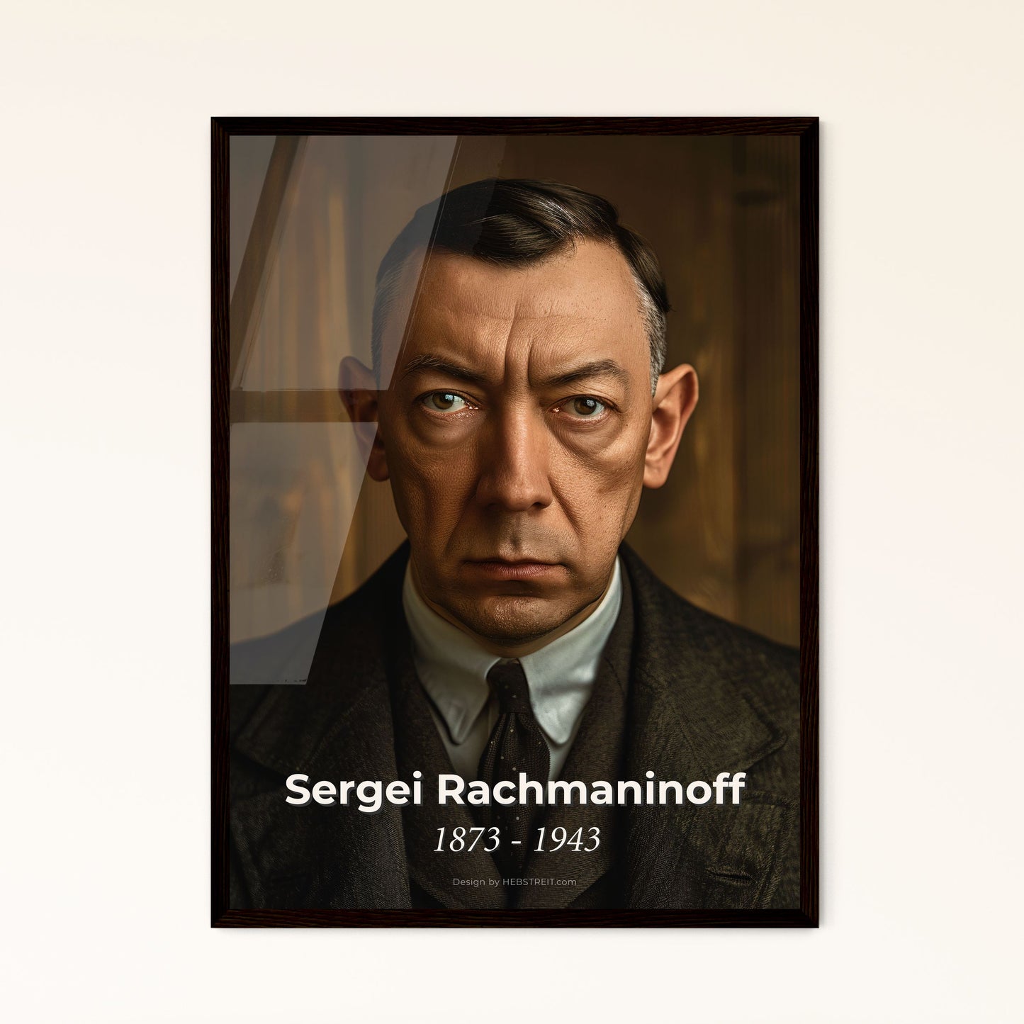 Sergei Rachmaninoff: A Majestic Tribute to the Iconic Composer - Stunning Portrait on Rustic Background, Perfect for Home Decor