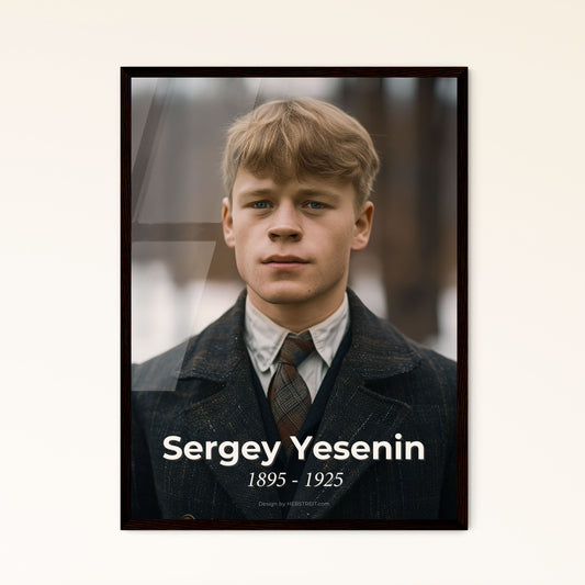 Captivating Portrait of Sergey Yesenin: A Tribute to the Russian Poet's Passion, Framed Luxury Print for Your Home Decor