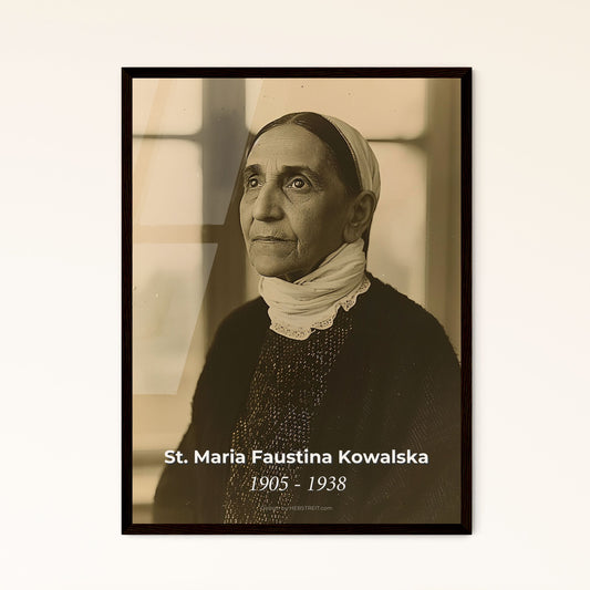 St. Maria Faustina Kowalska: Ultra-Realistic Divine Mercy Portrait in Monochrome - Elegant Art for Home Decor & Meaningful Gifting