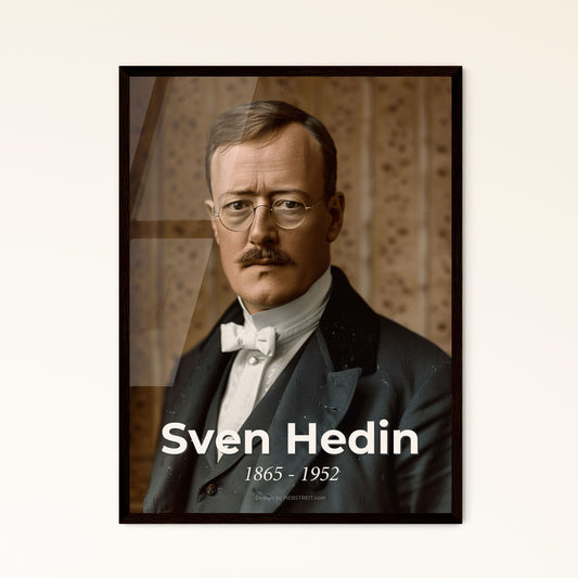 Timeless Tribute to Sven Hedin: Iconic Portrait of the Adventurous Explorer in Rustic Elegance - Perfect for Home Décor