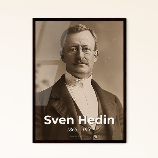 Timeless Portrait of Sven Hedin: Legendary Swedish Explorer in Stunning Monochrome, Perfect for Home Decor or Gift-Giving