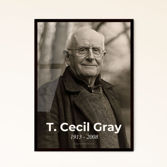 Timeless Tribute: T. Cecil Gray - Pioneering Anesthesiologist Portrait in Rustic Elegance, Perfect for Home Decor & Gifting