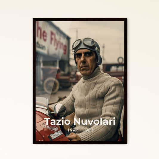 Timeless Tribute: Tazio Nuvolari - The Flying Mantuan | Iconic Monochrome Print for Home Decor, Framed or Aluminum Finish