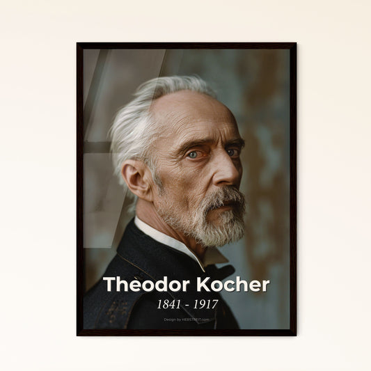 Timeless Tribute: Theodor Kocher, Nobel Laureate in Medicine - Iconic Portrait on Elegant Rustic Background, Perfect for Home Decor