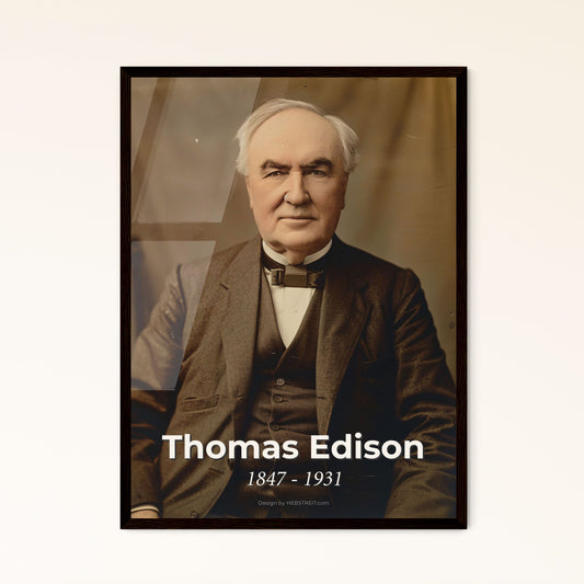 Timeless Legacy: Thomas Edison Portrait - Iconic American Inventor in Cinematic Style with Rustic Elegance - Premium Art Print Options
