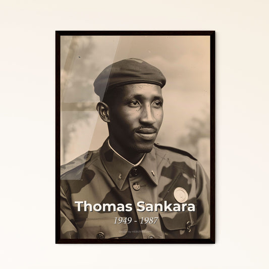 Timeless Tribute: Thomas Sankara - Visionary Leader & Revolutionary Icon in Stunning Monochrome Art Print for Home Decor