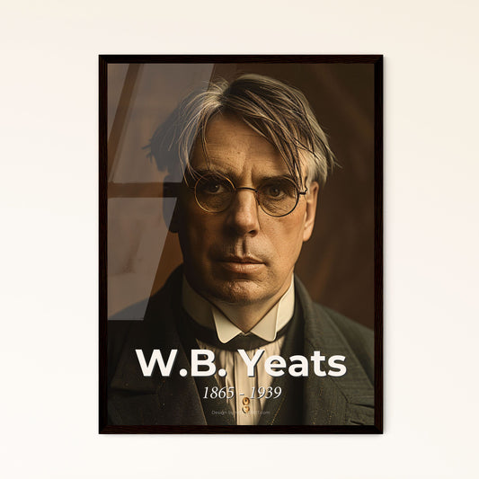 Timeless Portrait of W.B. Yeats: Iconic Irish Poet in Blurry Rustic Elegance – Ideal Gift for Literary and Art Lovers