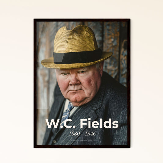 Iconic W.C. Fields Portrait: Striking Vintage Cinematic Print in High Resolution - Perfect Gift for Comedy Lovers & Home Decor