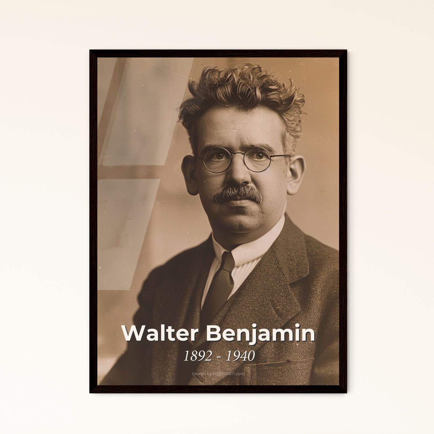 Walter Benjamin: Iconic Philosopher - Timeless Monochromatic Portrait on Rustic Background for Elevated Home Décor