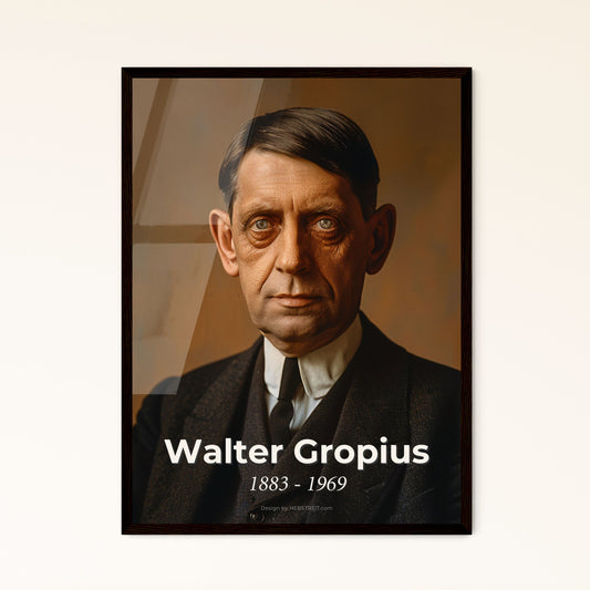 Timeless Elegance: Walter Gropius Portrait - Icon of Modernist Architecture, Masterfully Captured in Sepia-Toned Detail