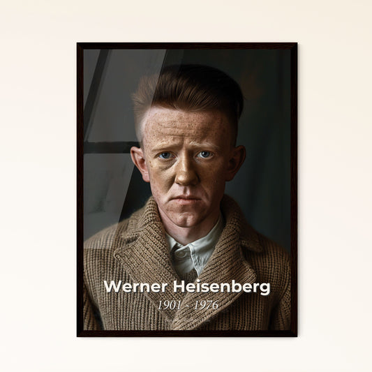 Heisenberg Unveiled: Iconic Portrait of the Quantum Pioneer in Rustic Elegance - Premium Print for Home Decor & Gifting