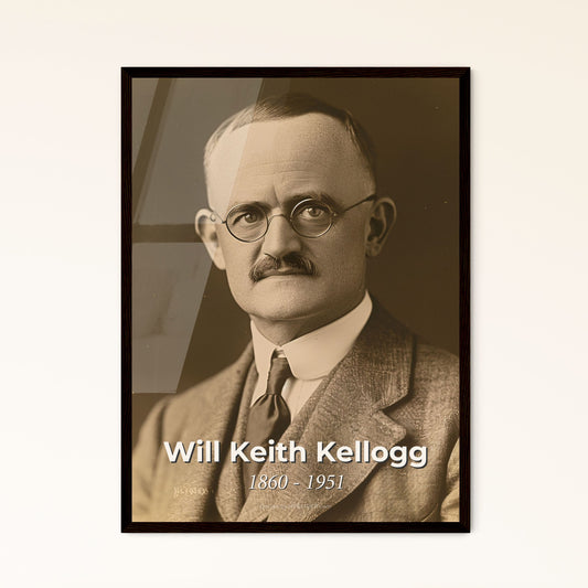 Will Keith Kellogg: Pioneer of Breakfast Cereals - Elegant Monochrome Portrait for Timeless Home Décor & Gift Giving