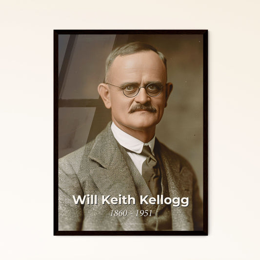 Timeless Portrait of Will Keith Kellogg - Visionary Founder of the Breakfast Cereal Revolution - A Stunning Home Decor Print