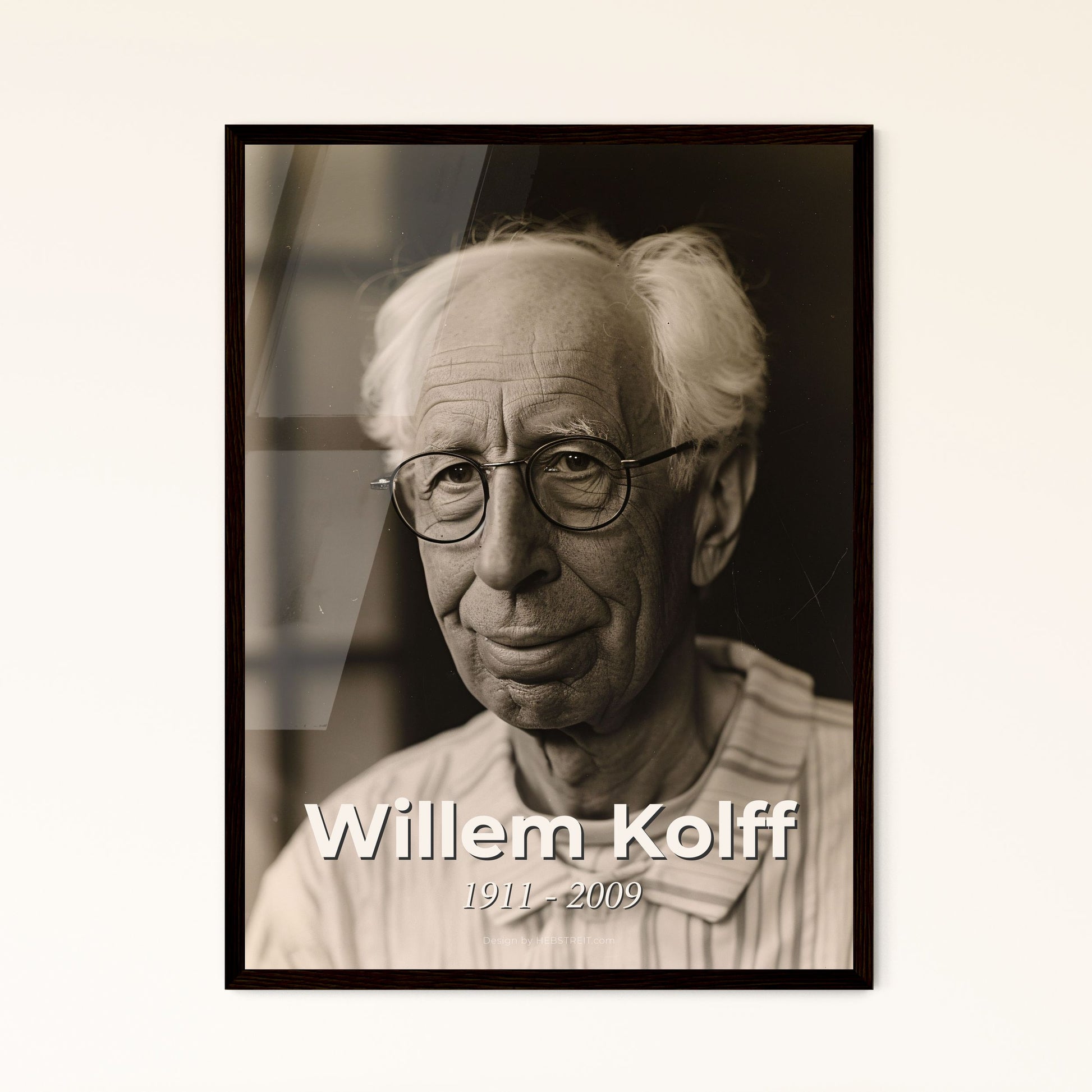 Willem Kolff: Visionary Pioneer of Dialysis - Captivating Portrait Print for Home Decor - Framed or Aluminum Options Available!