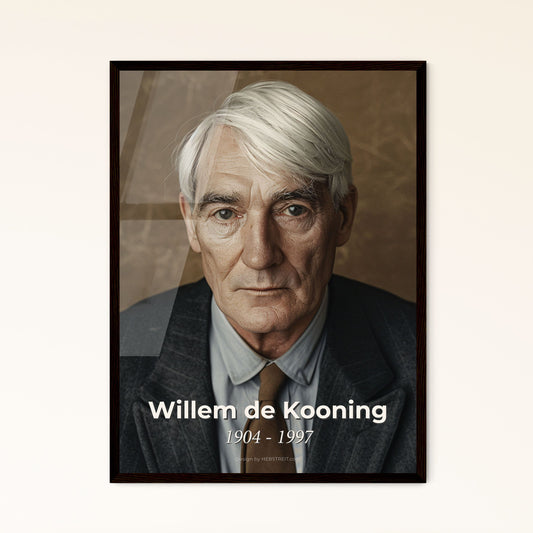 Willem de Kooning: Abstract Expressionism Icon - Stunning Monochromatic Portrait in Rustic Elegance, Perfect for Your Décor