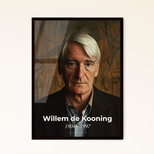 Willem de Kooning: Iconic Abstract Expressionist Portrait - Timeless Monochrome Art Print for Elegant Home Decor