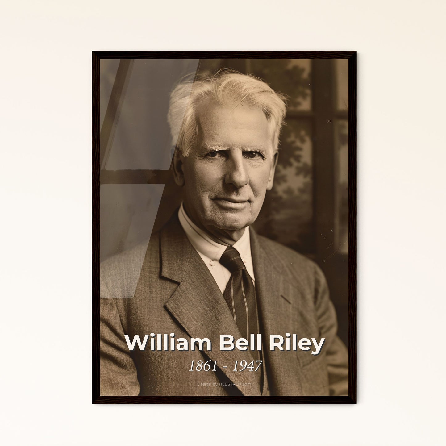 William Bell Riley: Influential American Preacher & Educator - Stunning Ultrarealistic Portrait on Rustic Background