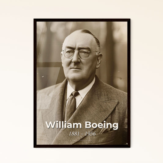 William Boeing (1881-1956): Iconic Aviation Pioneer – Timeless Monochrome Art Print for Home Decor & Gift Giving