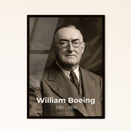 William Boeing: Visionary Pioneer of Aviation - Stunning Ultrarealistic Portrait in Timeless Monochrome, Perfect for Home Decor